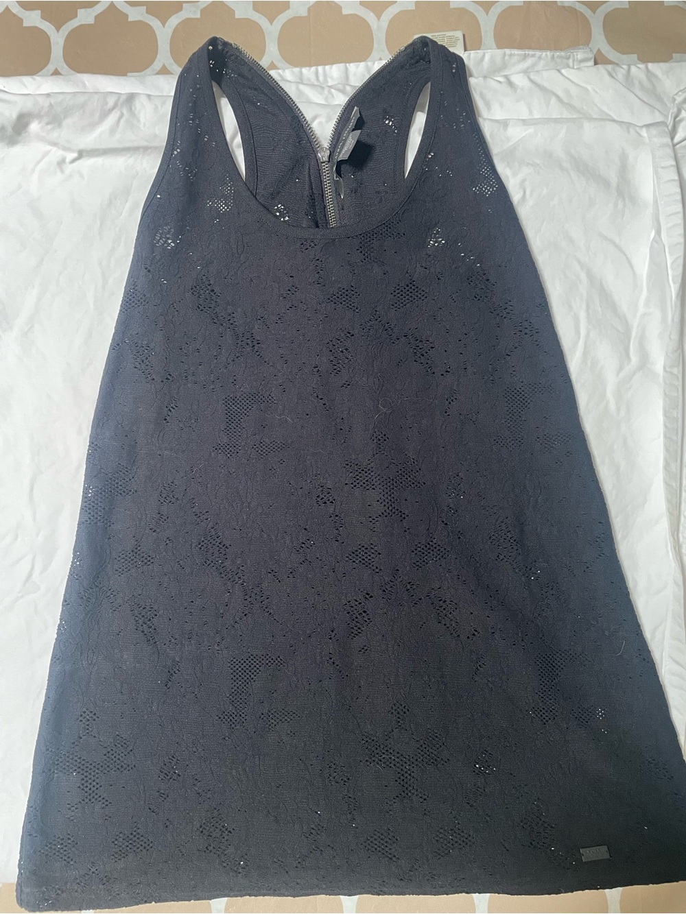 Armani Exchange Black Lace Racerback Tank Top